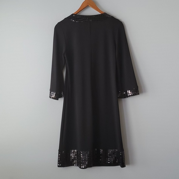 Blue Sage Black Scoop Neck Metallic Shift Mini Dress NWOT Womens Medium - Picture 5 of 8